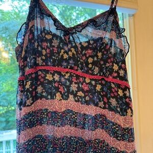 Patrons of Peace Pink and Purple Ruffled Maxi Dress Size Medium